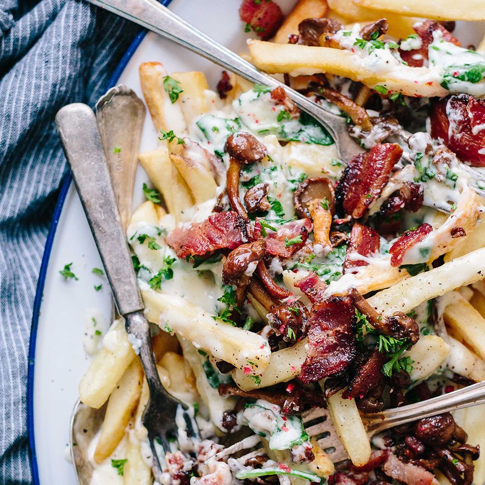 S&uuml;&szlig;kartoffeln mit Bacon und Mozzarella 