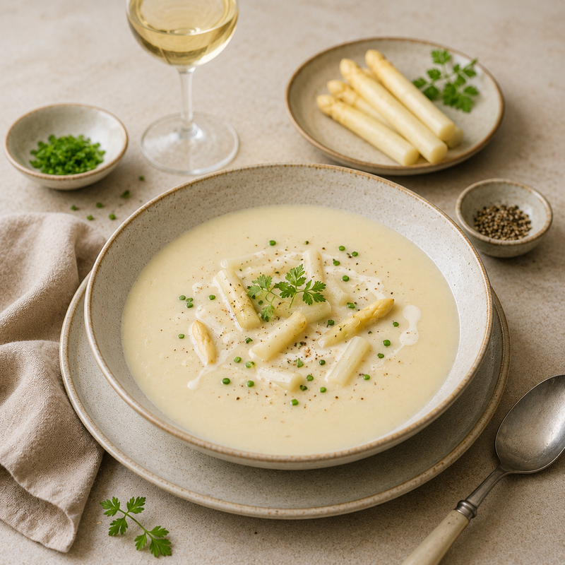 Spargelsuppe mit Wei&szlig;wein