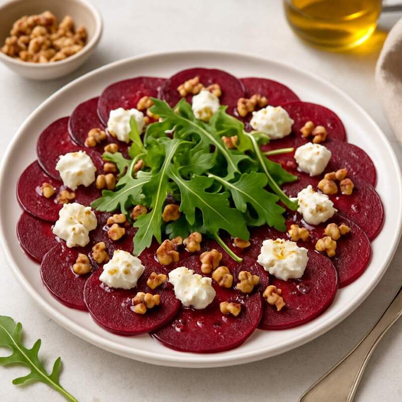 Rote Bete-Carpaccio mit Walnüssen & Ziegenkäse