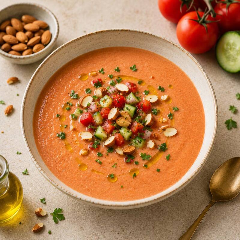 Gazpacho mit ger&ouml;steten Mandeln