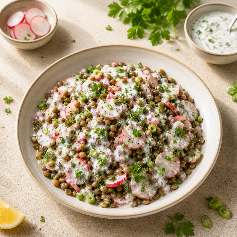 Linsensalat mit Radieschen & Joghurt-Dressing
