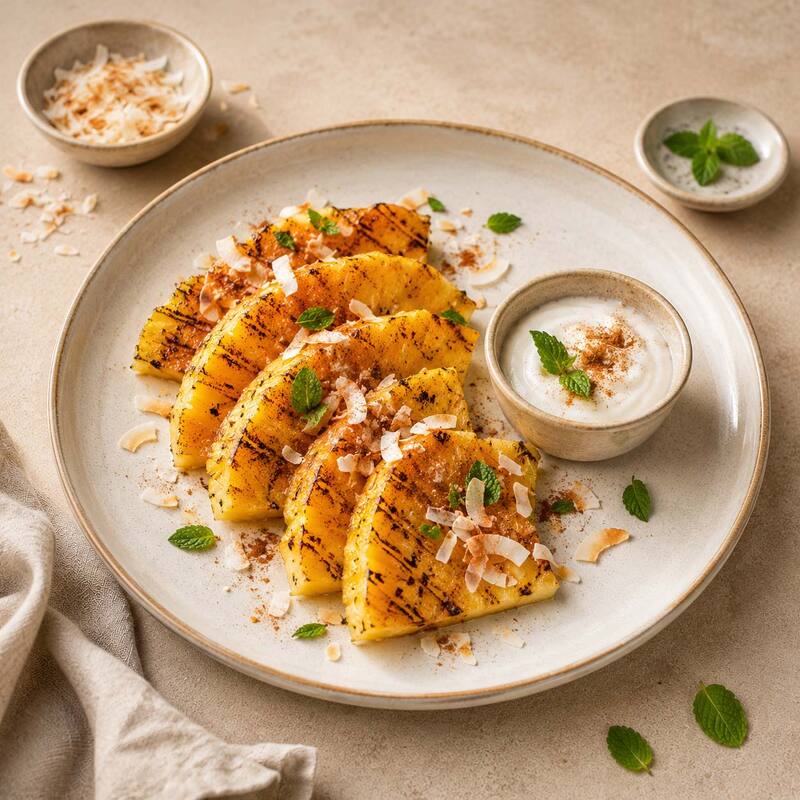Gegrillte Ananas mit Zimt & Kokos