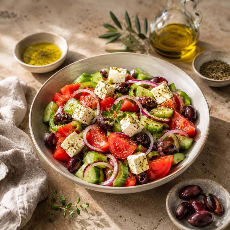 Griechischer Salat mit Feta & Oliven