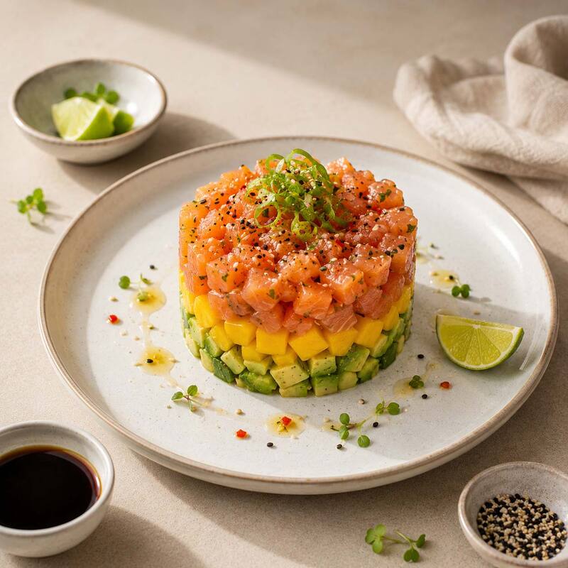 Lachstatar mit Avocado & Mango