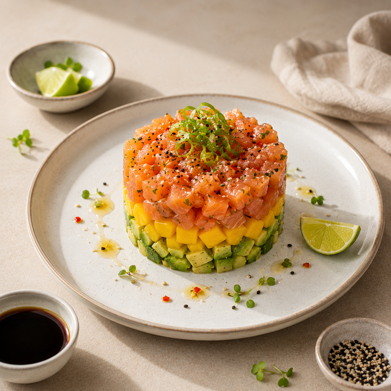 Lachstatar mit Avocado & Mango