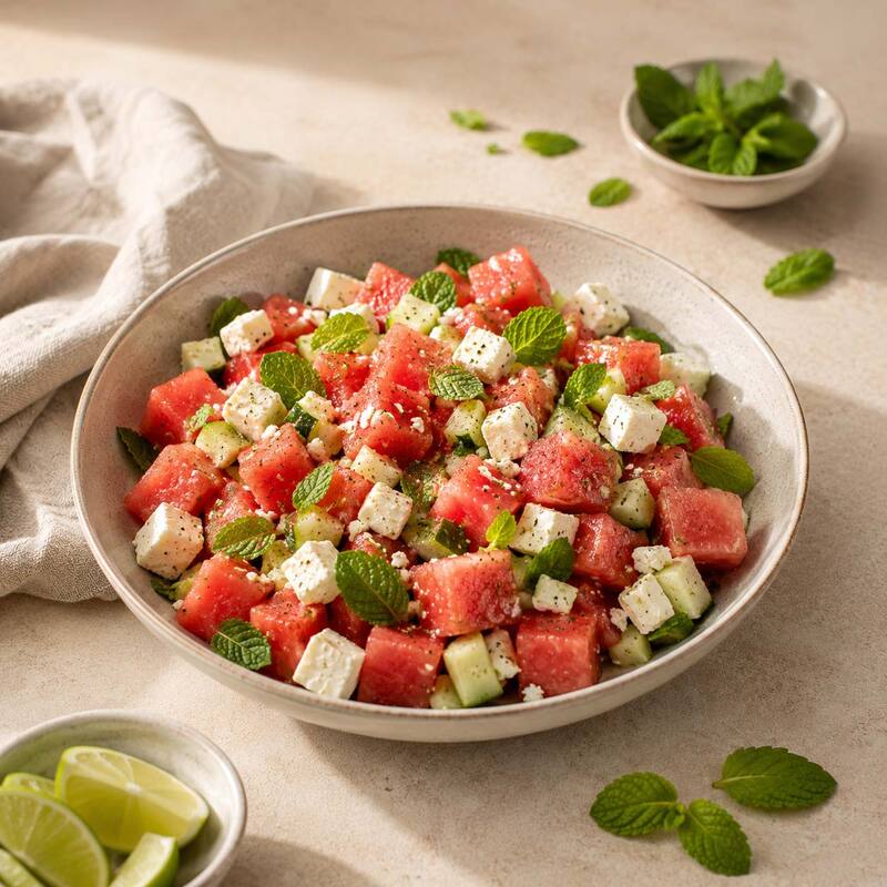 Melonen-Feta-Salat mit Minze