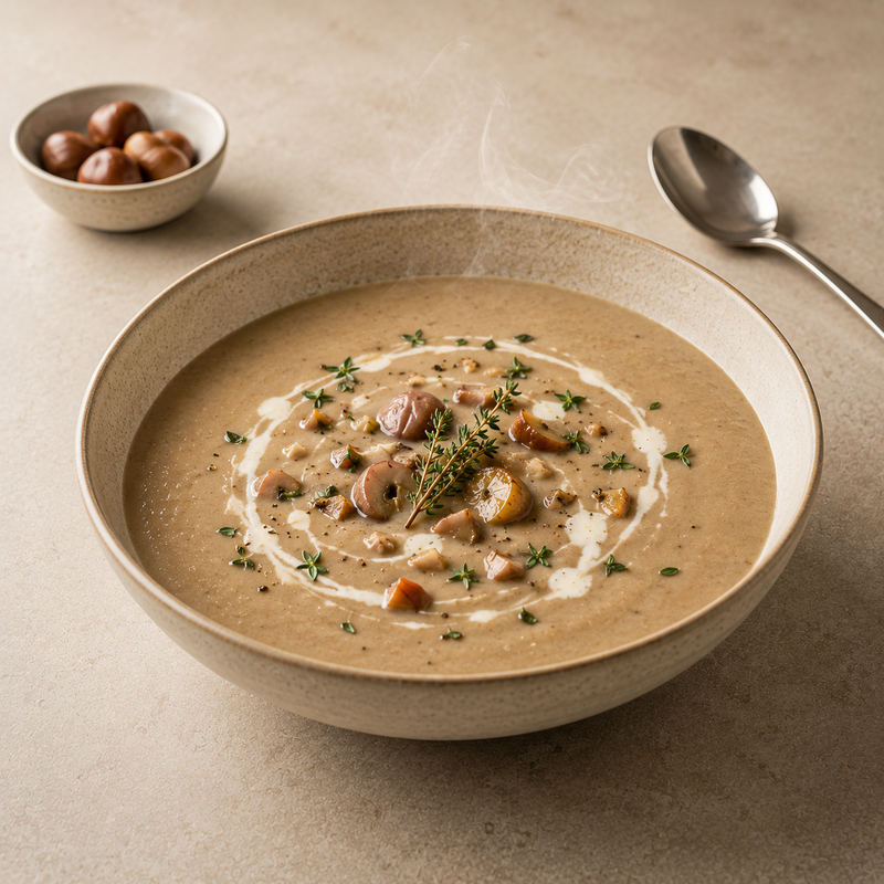 W&auml;rmende Maronensuppe mit Thymian