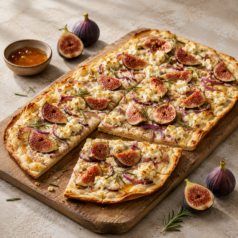 Herbstlicher Flammkuchen mit Feigen & Ziegenk&auml;se