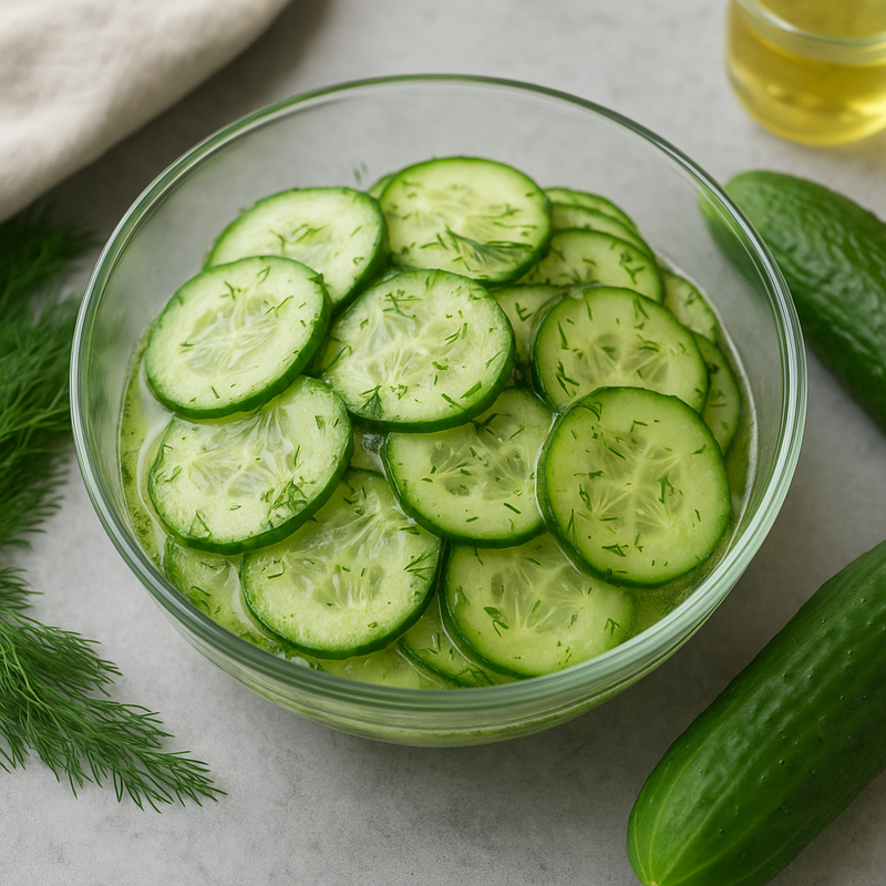Gurkensalat mit Essig und Öl