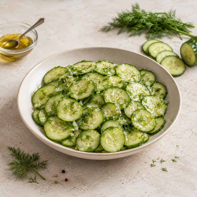 Gurkensalat mit Essig und &Ouml;l