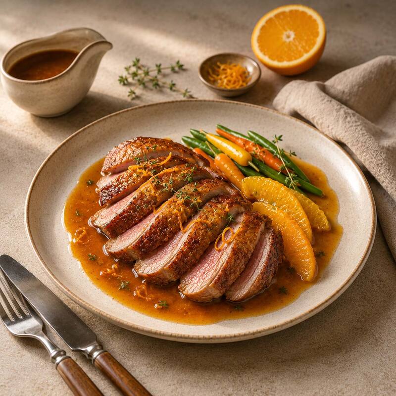 Entenbrust mit Orangensauce