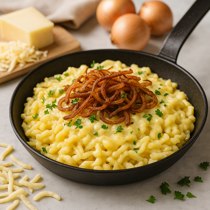 Käsespätzle mit Röstzwiebeln