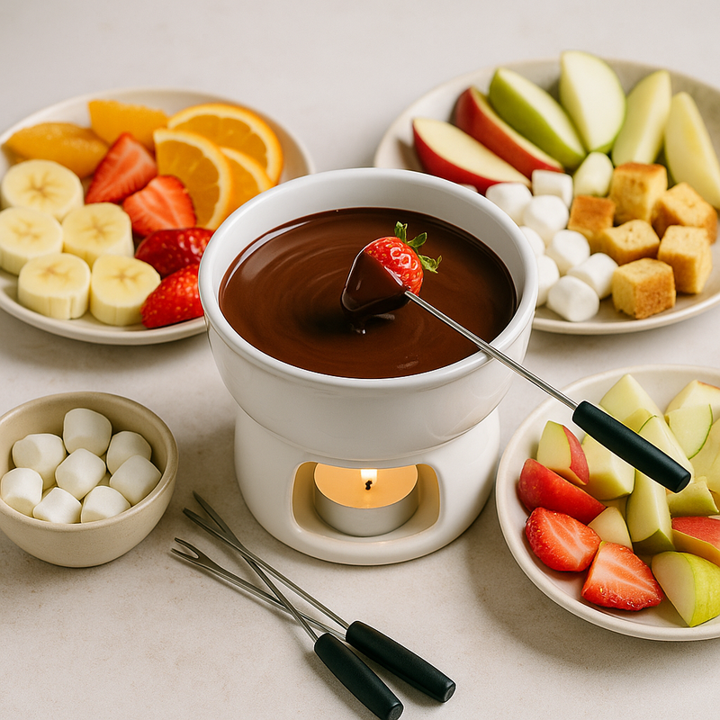 Schokoladenfondue mit Früchten