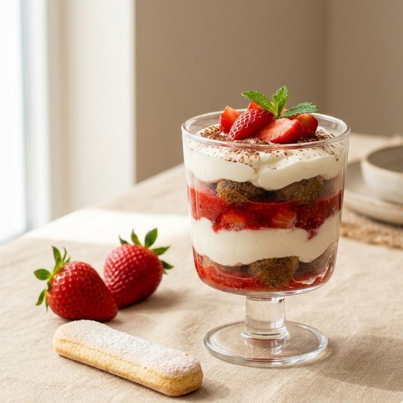 Cremiges Erdbeer-Tiramisu im Glas