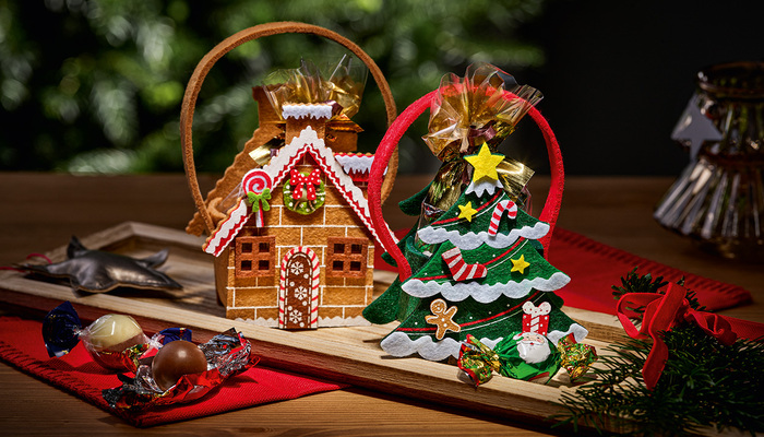 Filztäschchen Lebkuchenhaus und Tannenbaum
